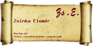Zsinka Elemér névjegykártya